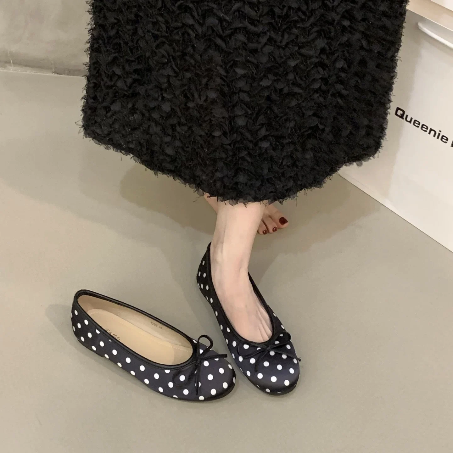 

Женские балетки в горошек Французский ретро стиль Мягкие удобные туфли на плоской подошве с круглым носком и бантом Элегантная повседневная обувь для ходьбы Винтажные лоферы Женская мода для офиса и отдыха