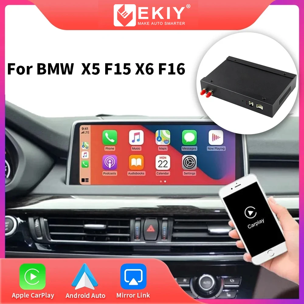 

EKIY беспроводной CarPlay Android авто для BMW NBT EVO X5 F15 X6 F16 2014-2020 X1 F48 2016-2020 Carplay Mirror Link AirPlay GPS