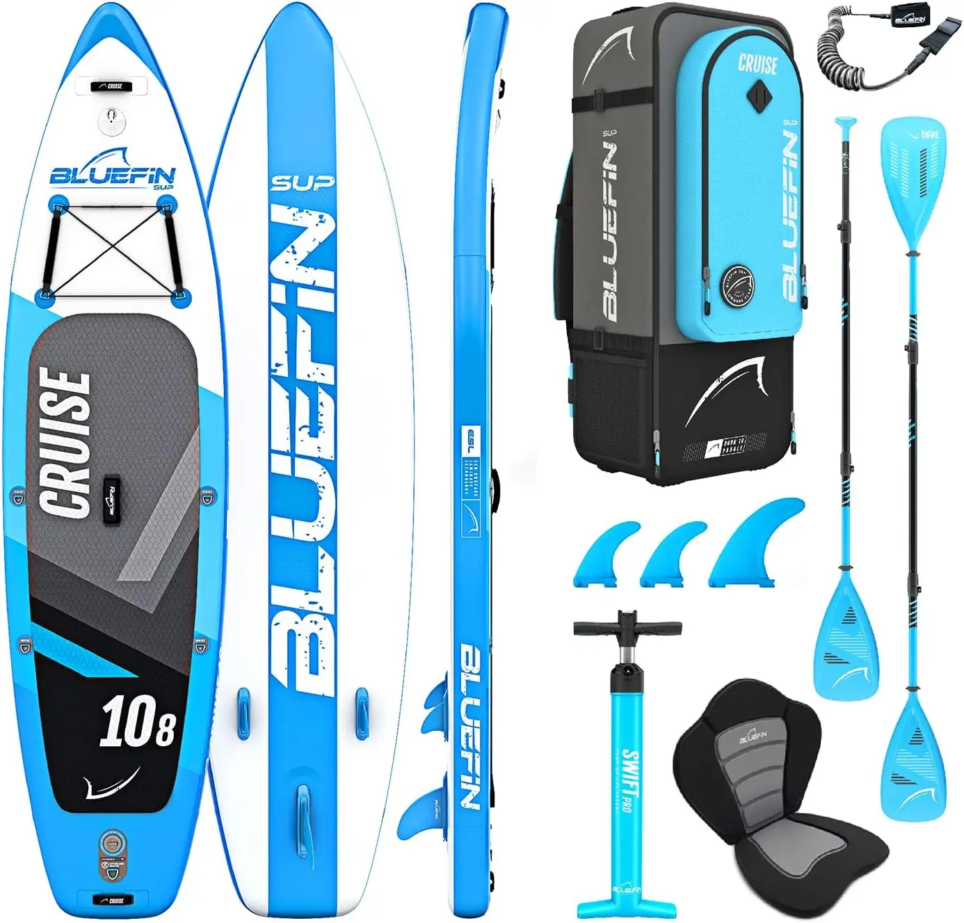 Cruise SUP Boards Premium Stand Up Inflatable Paddle Board Stable Design Non-Slip Design with  Paddle &