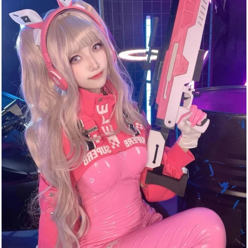 

FC6Christmas Cosplay Costume Wig Pink One-piece Tights Anime Cartoon Comic Show Campus Stage Performance Sweet Cosplay Cost@FC8！