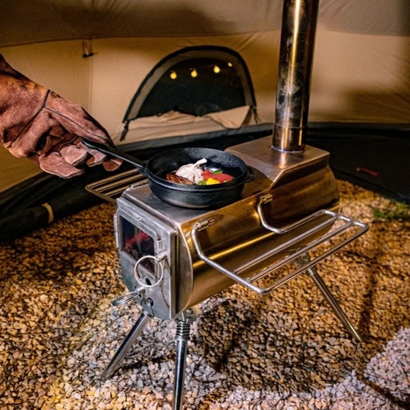 

Thickened Wood-burning Stove Convenient Large Capacity Foldable Heating Stove Barbecue Multifunctional Camp Cooking Supplies