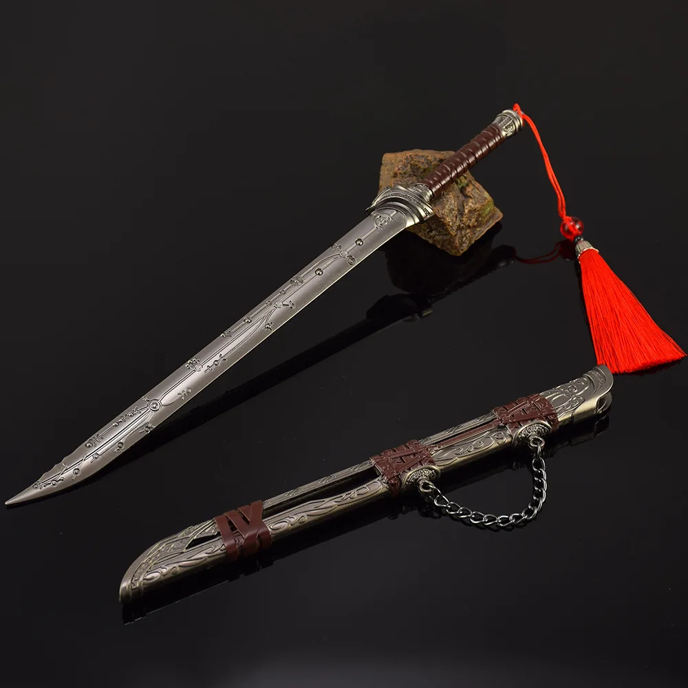 30cm11.8in حراس دافنغ تايبينغ سكين أنيمي الأجهزة الطرفية عمل زخرفة الحرف المعدنية مع غمد تزيين لعبة السيف