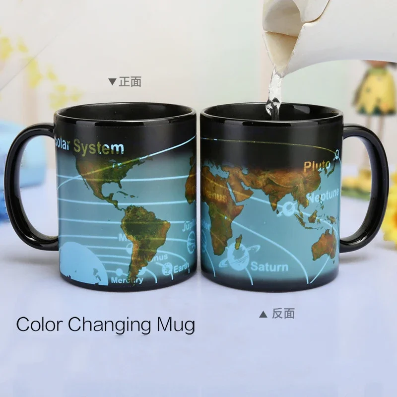 Solar System Earth Colour Charge Water Cup Creative Earth Temperature Coffee Mug Gift World Map Mug Gift for Boyfriend Pikmin