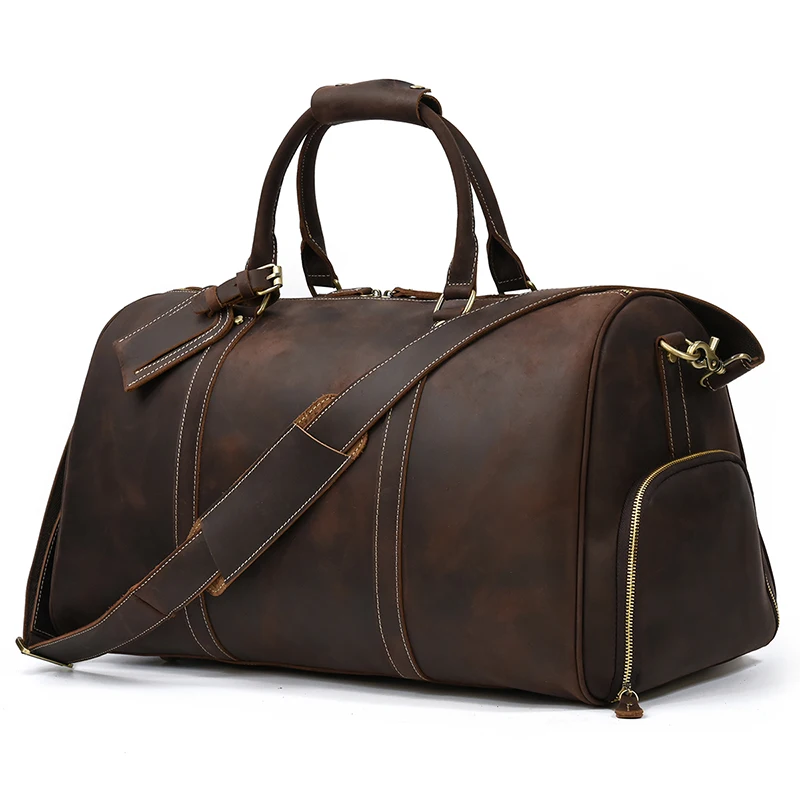 Malemairs-bolsos de viaje Vintage de lujo, bolsa de viaje de grado superior con compartimento para traje, prendas de vestir, bolsos de traje de cuero genuino para melena