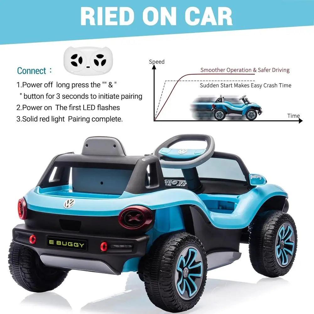 12V Kids Ride On Car Licensed Volkswagen Beetle Electric Ride On Toy for Toddlers 4 Wheeler Vehicle with Parental Remote,Blue