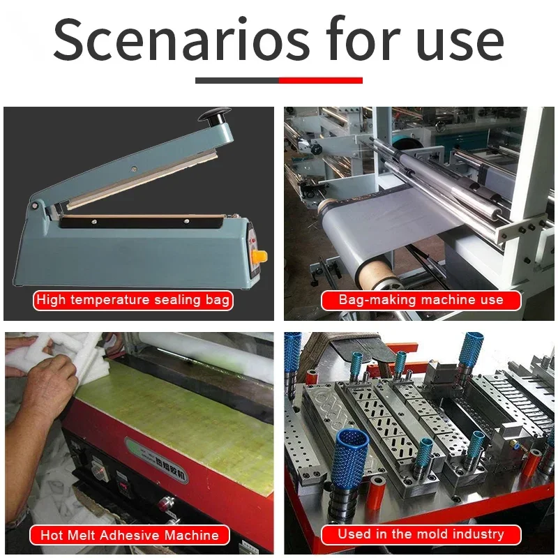 Nastro adesivo in PTFE ad alta temperatura, resistente al calore, resistente all'abrasione - Per macchine per pressa di calore, sigillatrici sottovuoto, guide per cassetti