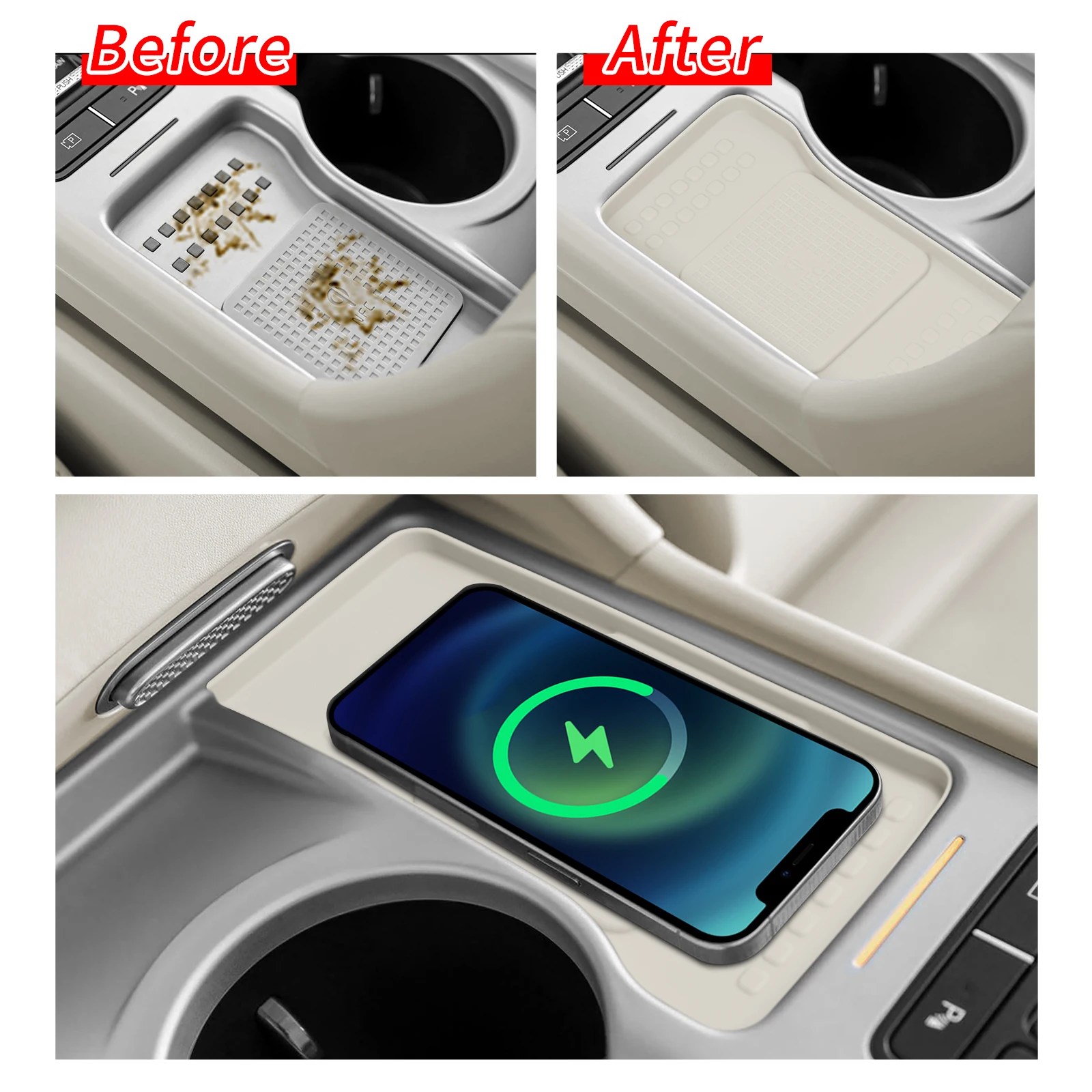 Car Mobile Wireless Charging Anti-Slip Mats for Hyundai IONIQ 9 2026 US Version (NO Korea) Anti Dirt Pad Accessiories Silicone