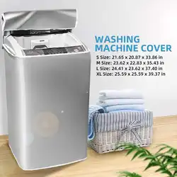 S/M/L/XL Washing Machine Cover Polyester Waterproof Laundry Dryer Cover Sunscreen Laundry Silver Coating Dustproof Cover