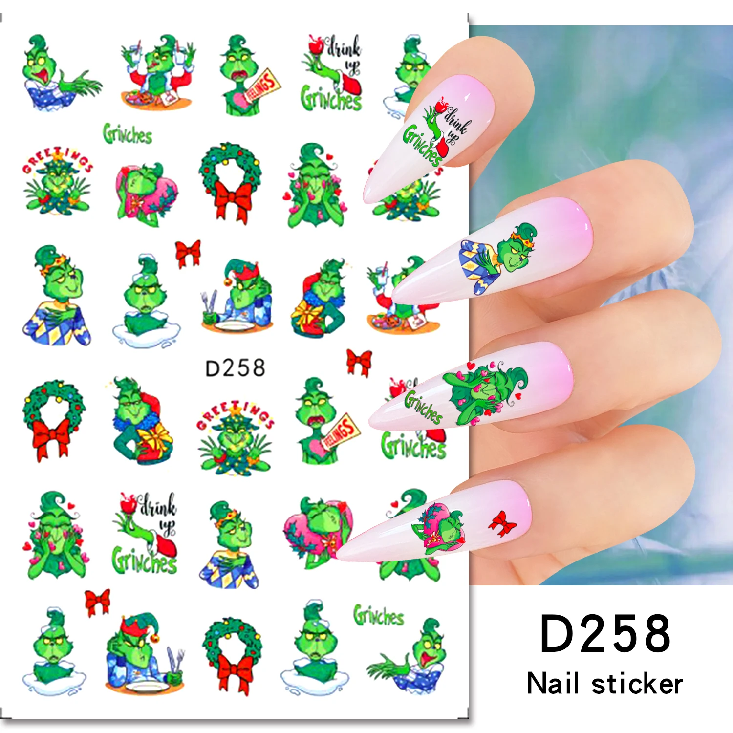 Adesivi per unghie stile natalizio anime Sanrio Cartoon Forniture per nail art Simpatico Hello Kitty My Melody Adesivi 3D Decorazione per nail art