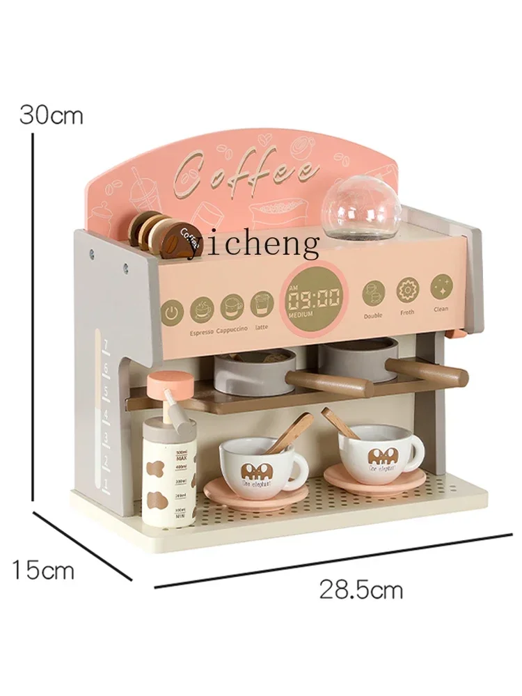 Tqh Casa da gioco in legno Macchina da caffè Simulazione di dessert Giocattolo Ragazza Tè pomeridiano Giochi di ruolo Cucina per bambini