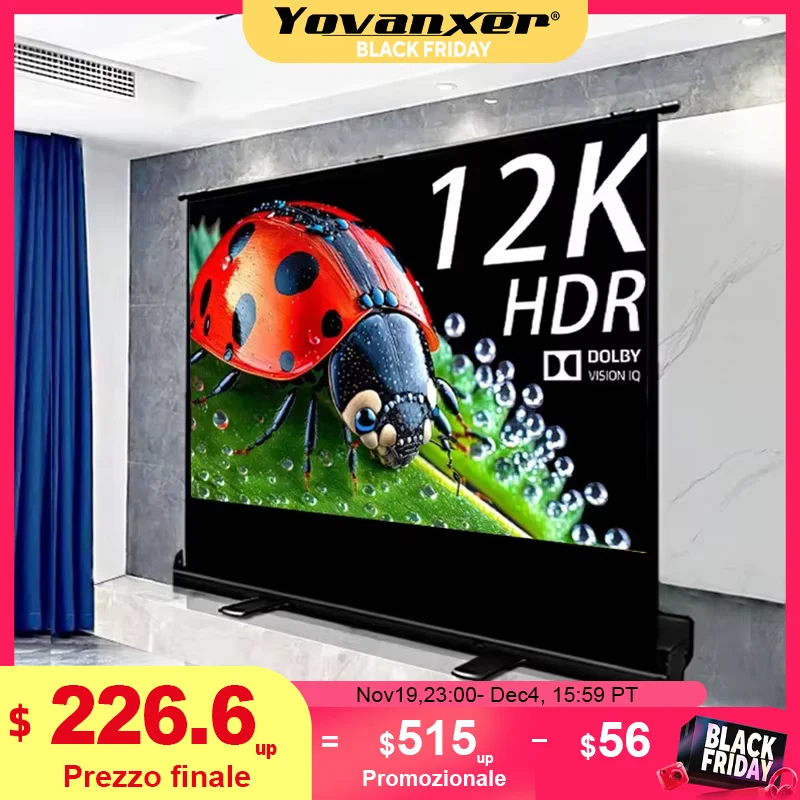 

Universal Portable Floor Standing Pull Up Projection Screen 16:9 4:3 16:10 Full Screen for Normal UST Projectors 4K 3D Supported