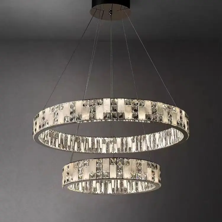 NEW Spanish Marble Crystals Chandelier Luxury Pendant Light Living Room Bedroom Dining Room Lamp Staircae Indoor Lighting