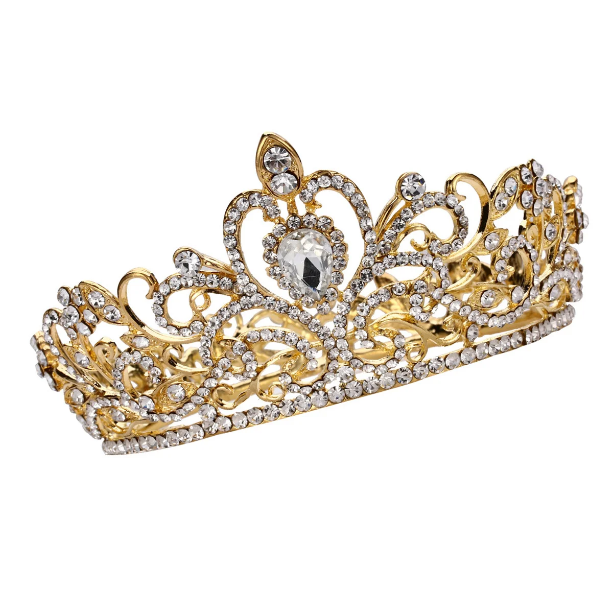 

Heart Shaped Tiara Crown Glittering Alloy Lightweight Bridal Jewelry For Wedding Party Prom Hair Styling