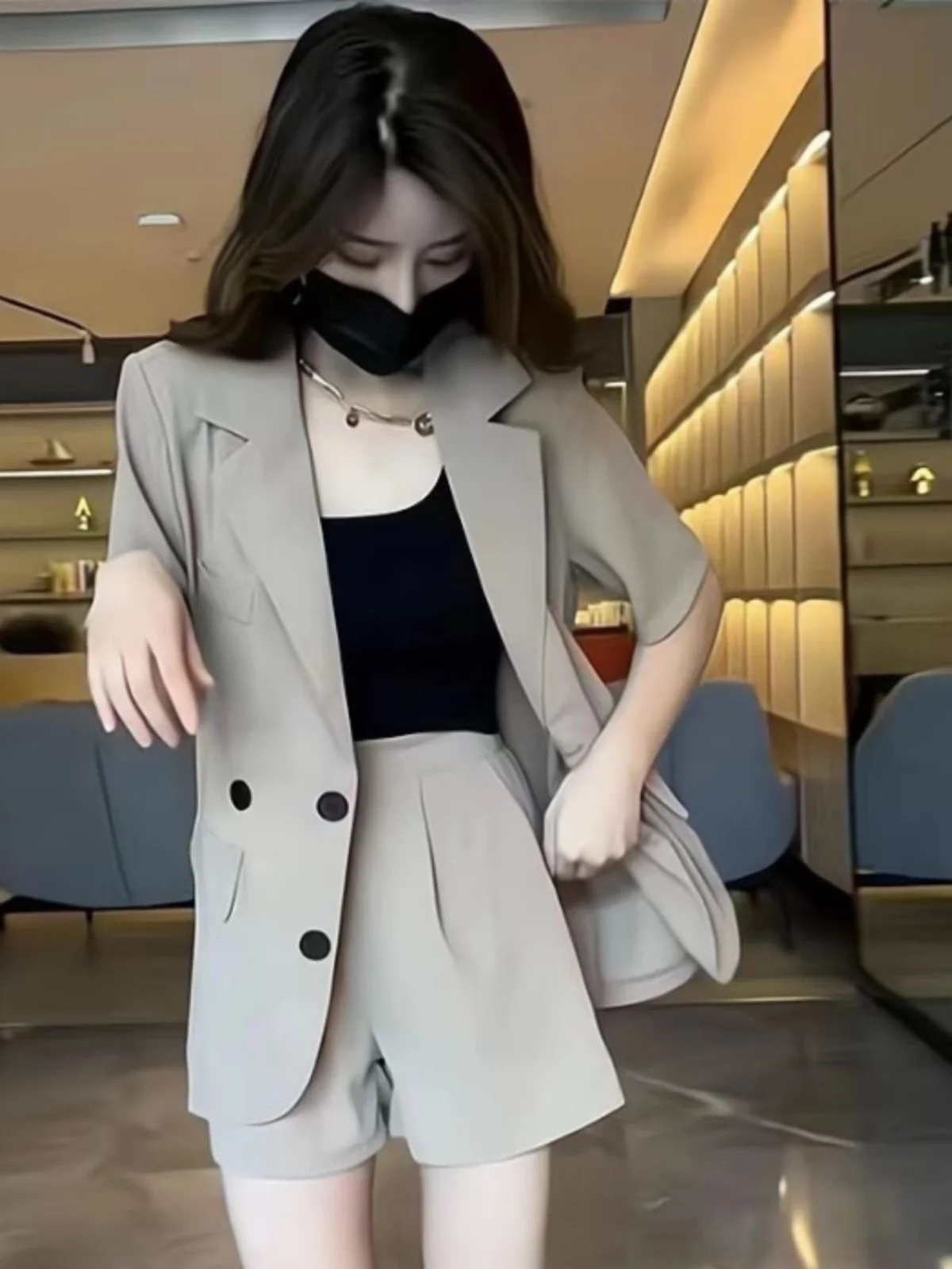 

Летний женский костюм-двойка больших размеров с коротким рукавом, профессиональный комплект, стройнящий силуэт, для повседневной носки и занятий спортом