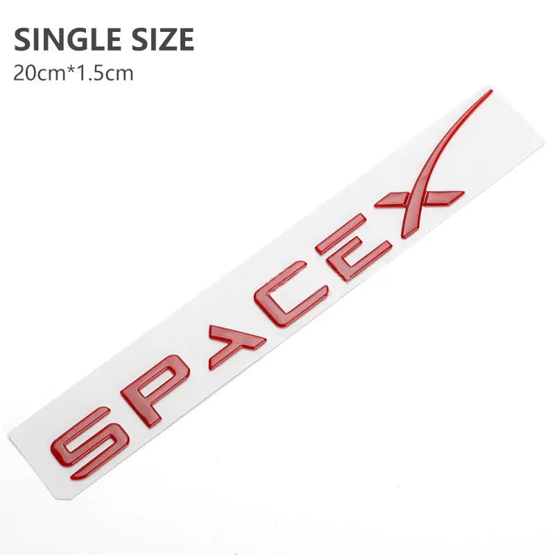 3D ABS Chrome Red Black Logo Space X Emblem Letters Car Trunk Badge Decal For  Model Y Model 3 Space X Sticker Accessories