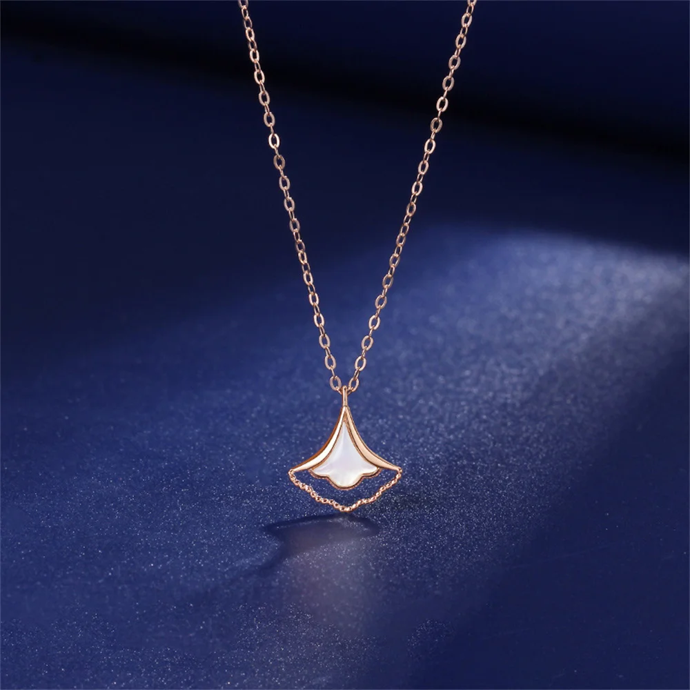 

Корейское серебряное абрикосовое ожерелье S925 — мини-юбка в форме ракушки, уникальный дизайн Mori