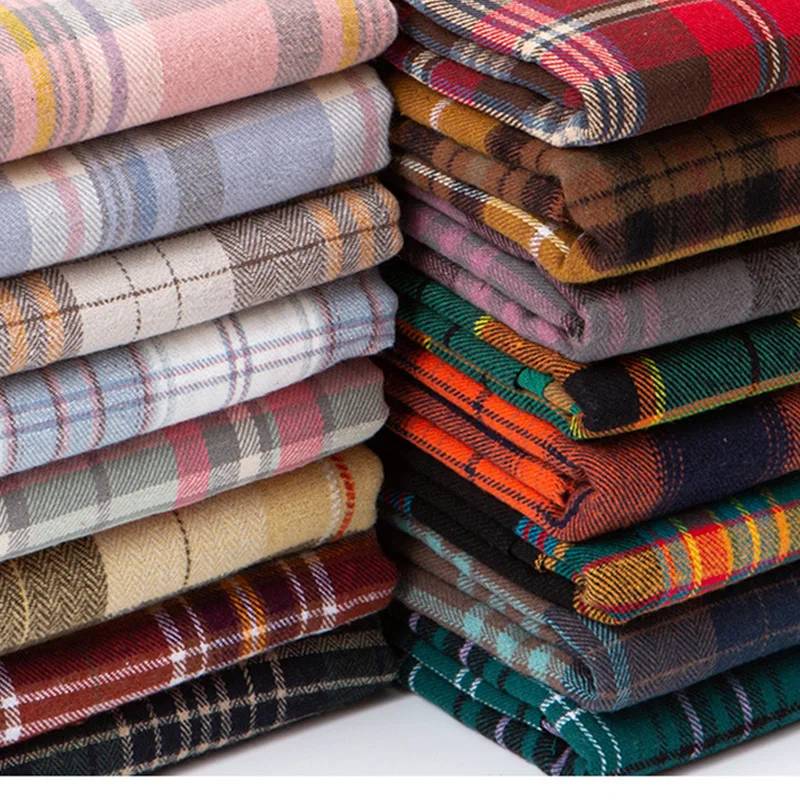 

100% Cotton Matte Plaid Flannel Fabric DIY Shirts Casual Pants Children's Clothing Tablecloth Hand sewn Pillow Cover ﻿