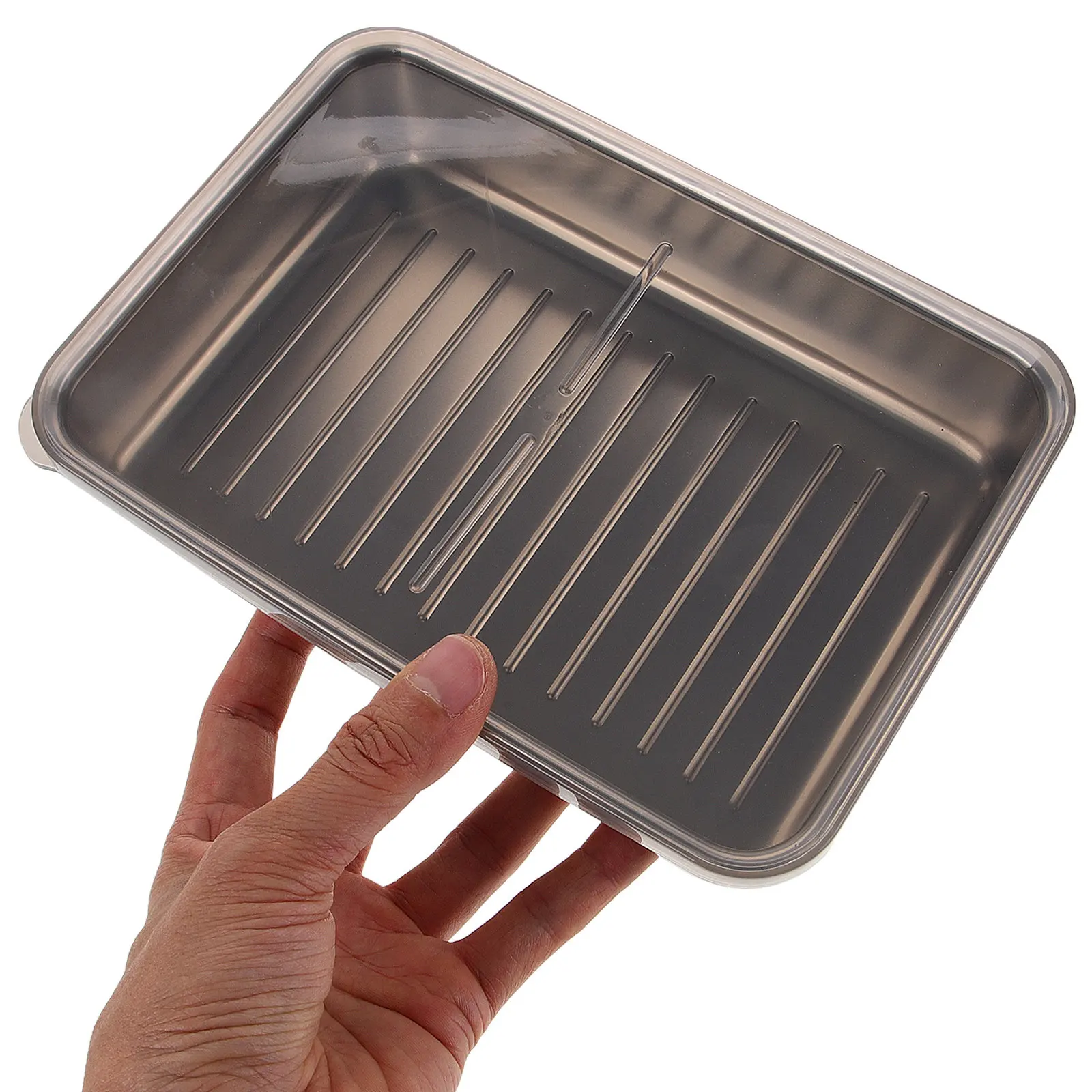 Stainless Steel Bacon Storage Container with Transparent Lid Airtight Seal for Fridge Food Preservation Freshness Keeper Meat