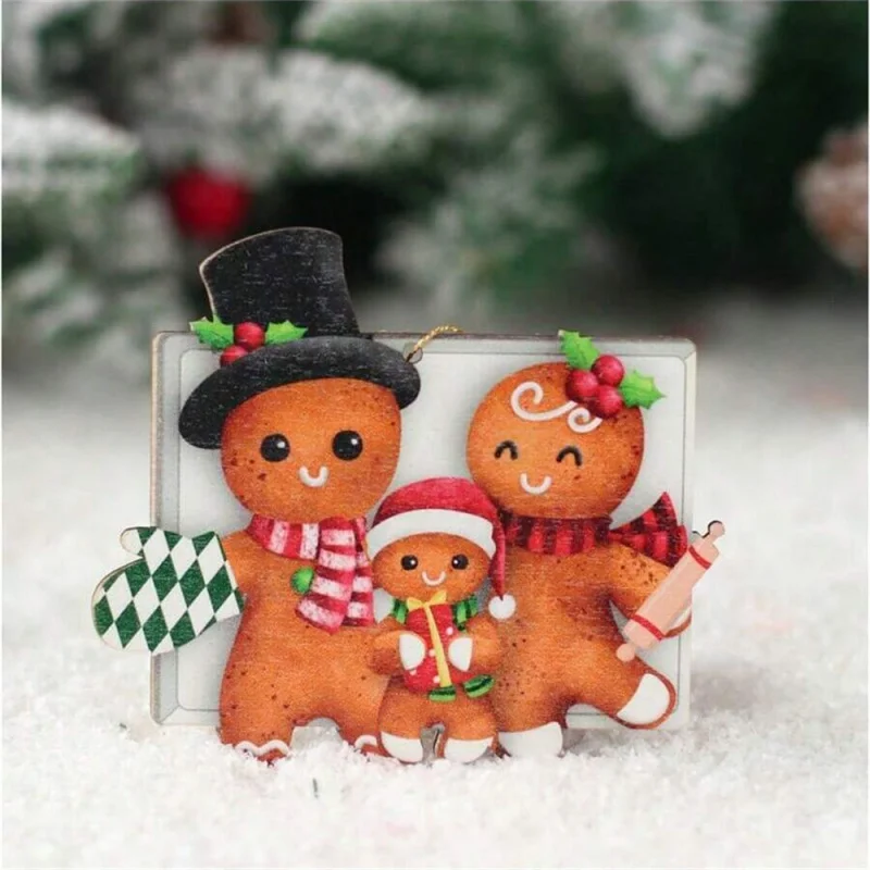 عيد الميلاد الزنجبيل رجل الاكريليك قلادة، شجرة زينة زخرفة، ديكور المنزل هدية، عطلة الموسمية التبعي