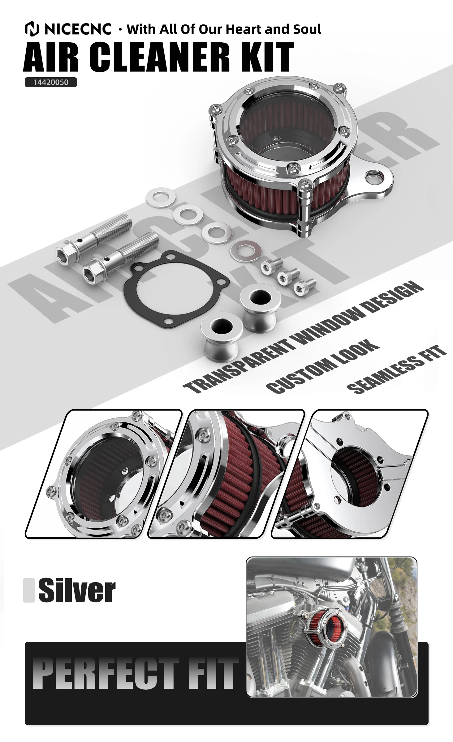 Für Harley Sportster 883 XL883/1200 XL1200 NICECNC Luftfilter-Reinigungsset Iron 883 XL883N Iron 1200 XL1200NS Forty Eight XL1200X – Detail 11
