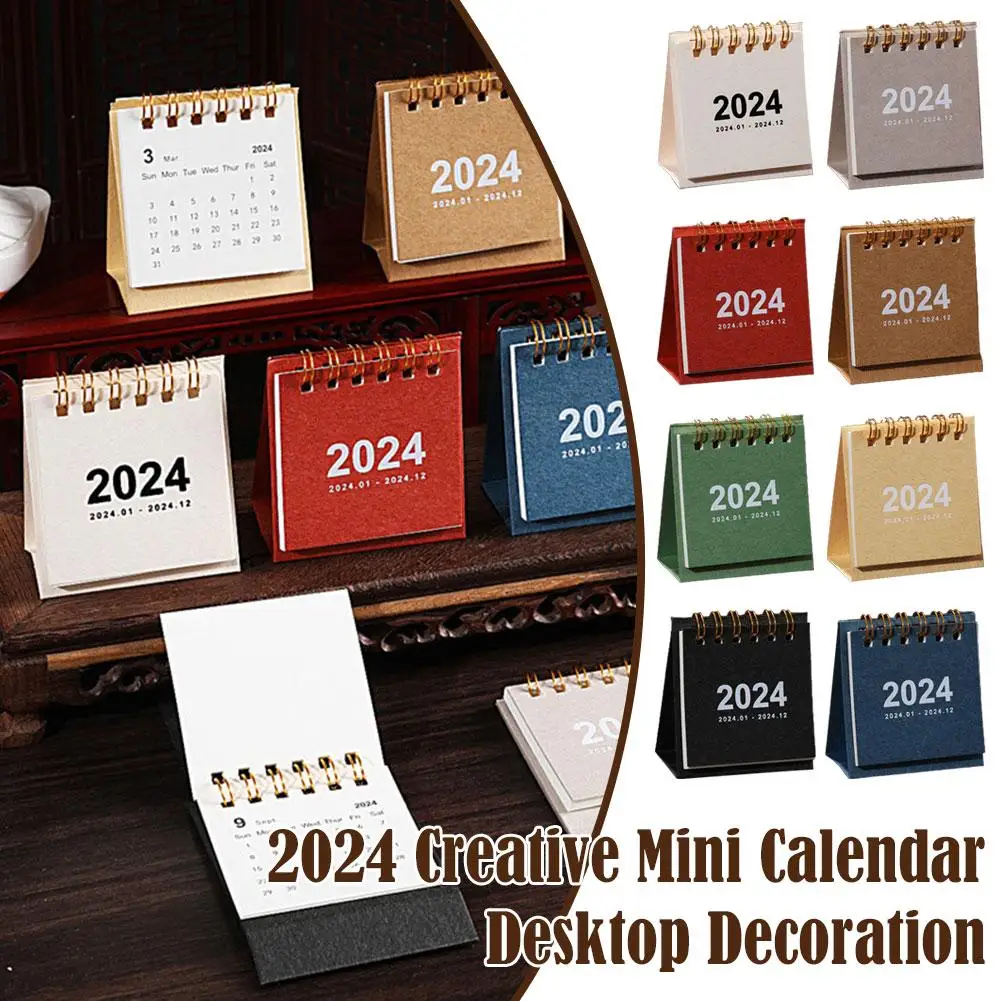 2024 Creatieve Mini Kalender Desktop Ornamenten Draagbare Agenda Datum Jaarlijkse Dagelijkse Weergave Scheduler Desk Week Organisator C4n8