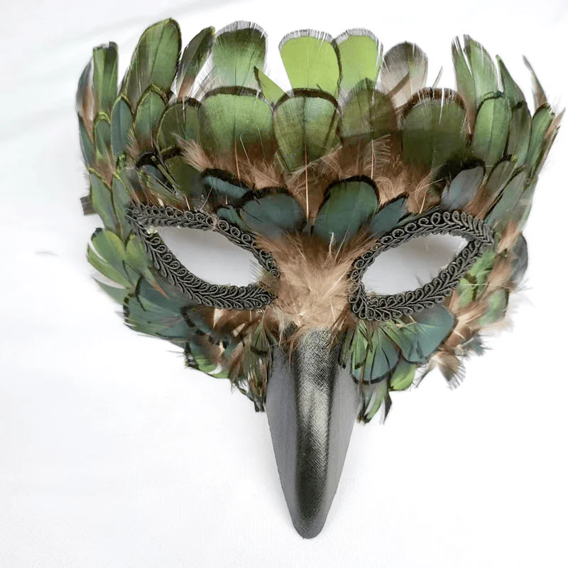 

Halloween feather mask half face masquerade party antique Hanfu accessories peacock stage show mask