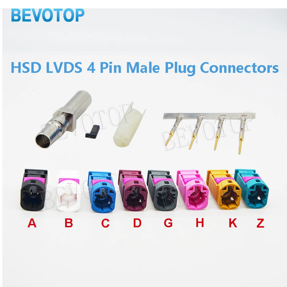 10Pcs/Lot HSD LVDS 4 Pin Connector Code A/B/C/D/E/F/G/H/K/L/Z Male Straight Crimp High-Quality for 535 4 Core HSD LVDS Cable