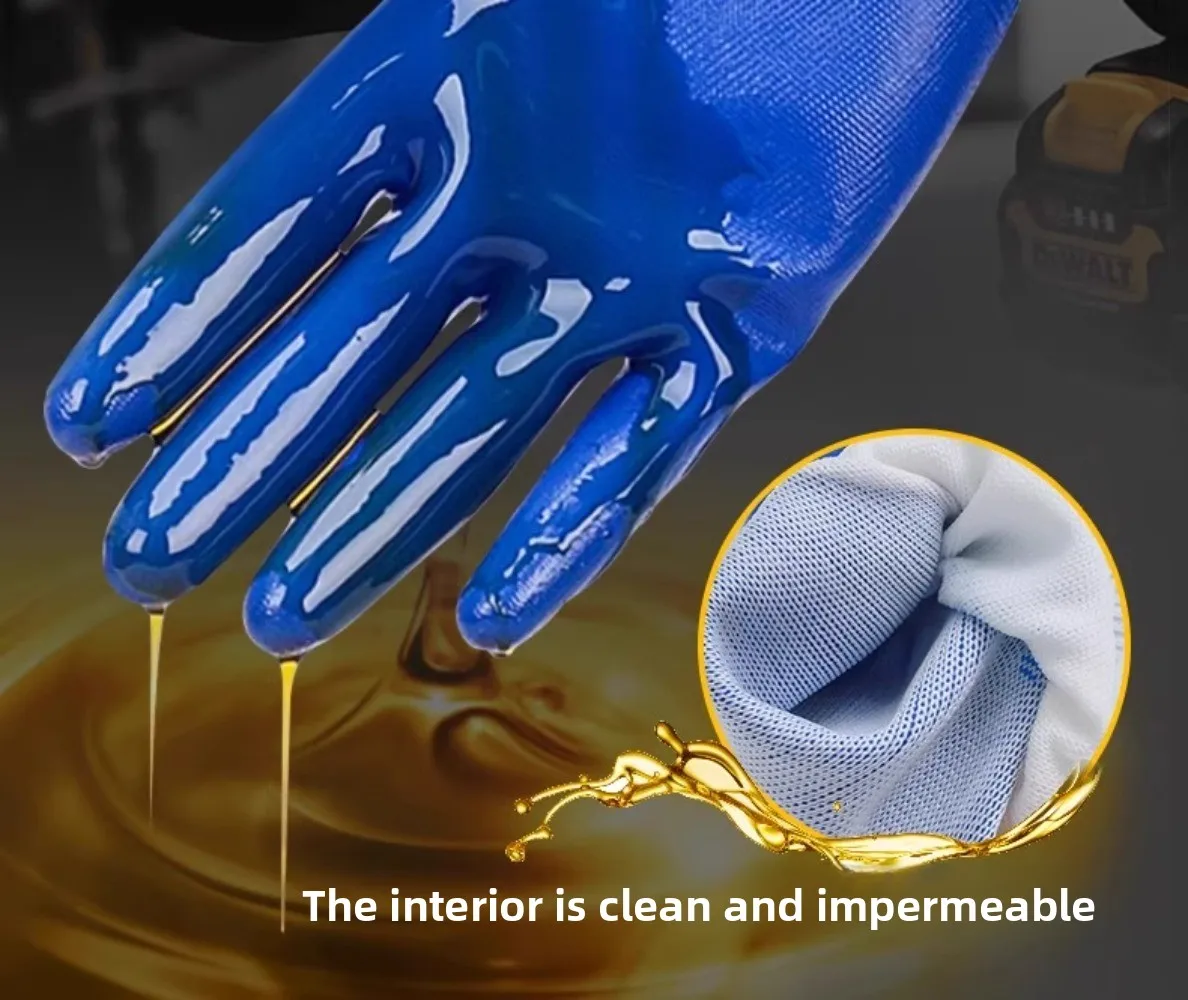 Labor insurance gloves wear-resistant and non-slip construction site work labor work nitrile coated rubber guantes moto luva