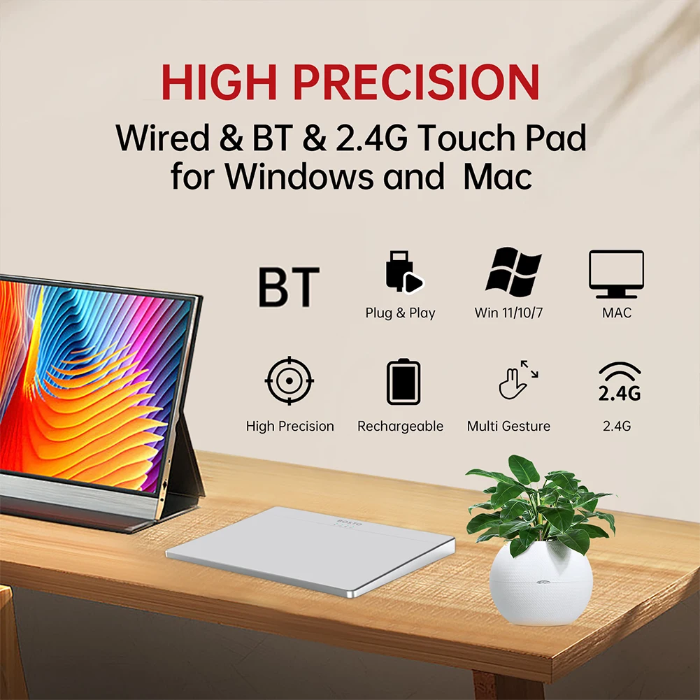 Touchpad USB Mouse Touchpad wireless multi-gestione Type-C Trackpad di precisione cablato ricaricabile per computer notebook PC portatile