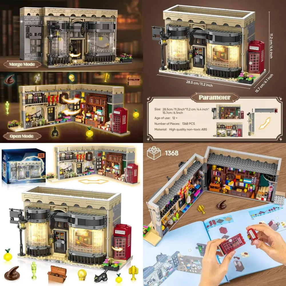 

Dual-Function Magic & Wizard Shop Building Kit, 1368 Pieces, Ideal Xmas Gift for Ages 12+
