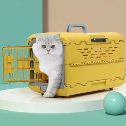 Pet Supplies Car Portable Cat Cage Portable Foldable Flight Case Breathable Kennel For Outing Pet Check-in Box