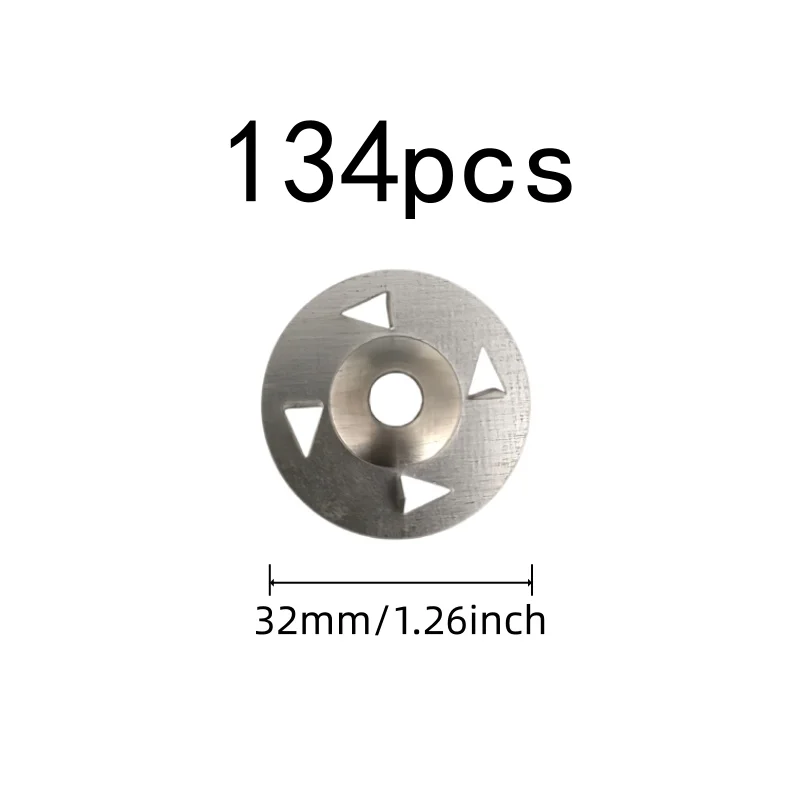 134 pcs 32mm Iron Tile Washers, Four Claw Anti-Slip Design for Wall Construction, Multipurpose, Versatile
