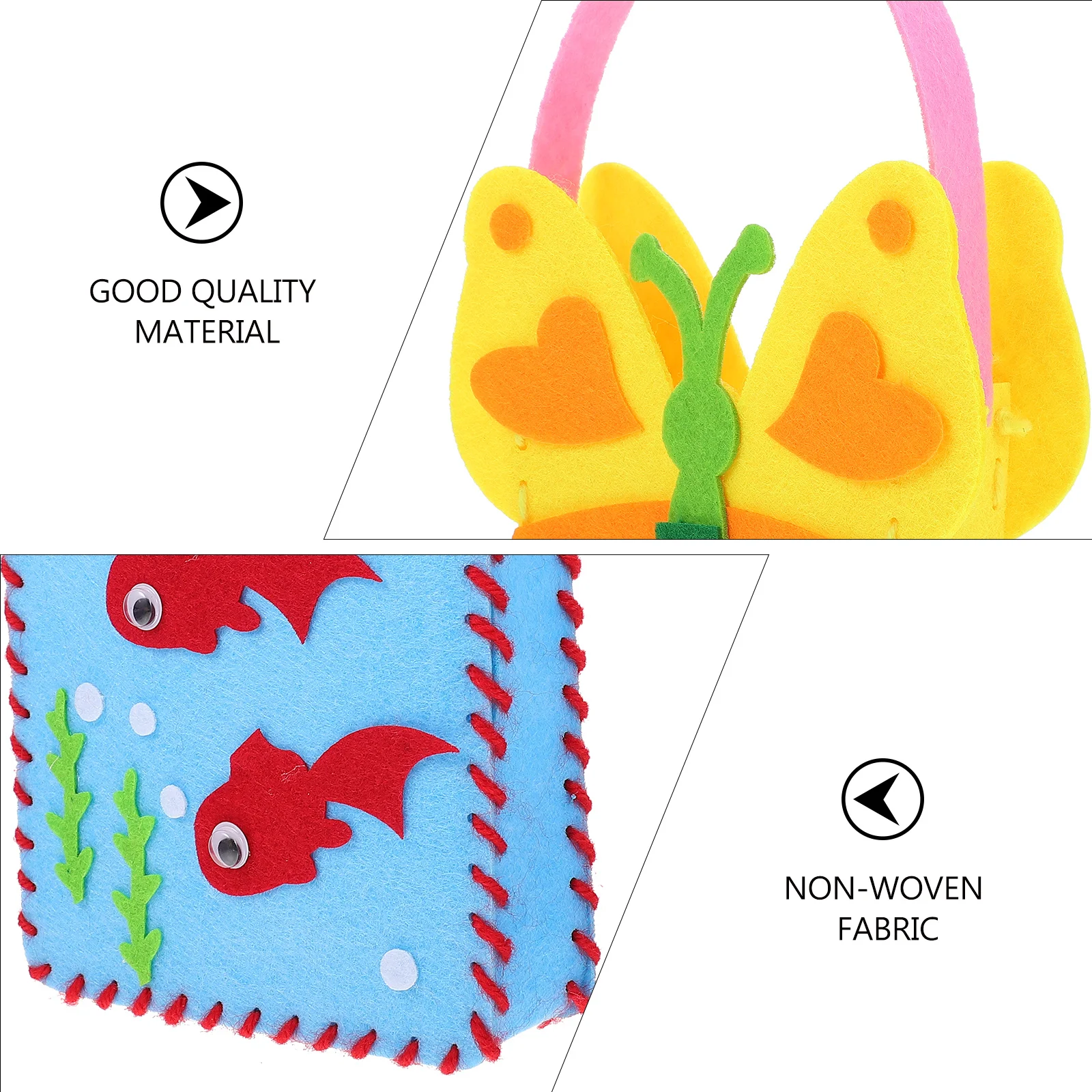 

4Pcs Children DIY Handbag Material Kit Non-Woven Bag Craft Set for Kids Handmade Decoration Art Parent-Child Interactive Gift