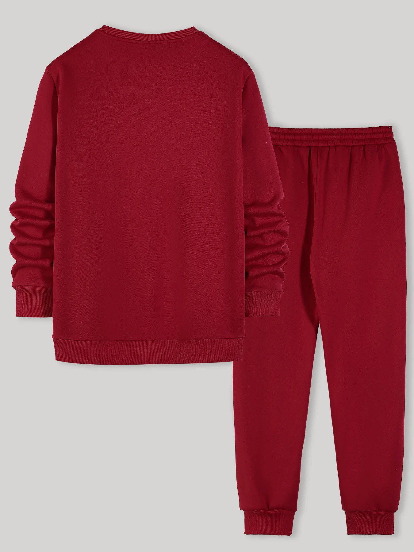 طقم سويت شيرت رجالي برقبة دائرية باللون العنابي لعيد الميلاد المجيد مكتوب بخط اليد وطباعة عيد الميلاد كاجوال للركض طقم مكون من قطعتين يوميًا #2