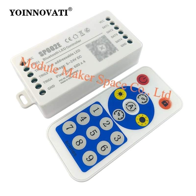 SP602E 4-Channel BT LED Controller+RF Remote, APP Control Wireless APP Dimmer for RGB Color Changing Strips DC5-24V Wide Voltage