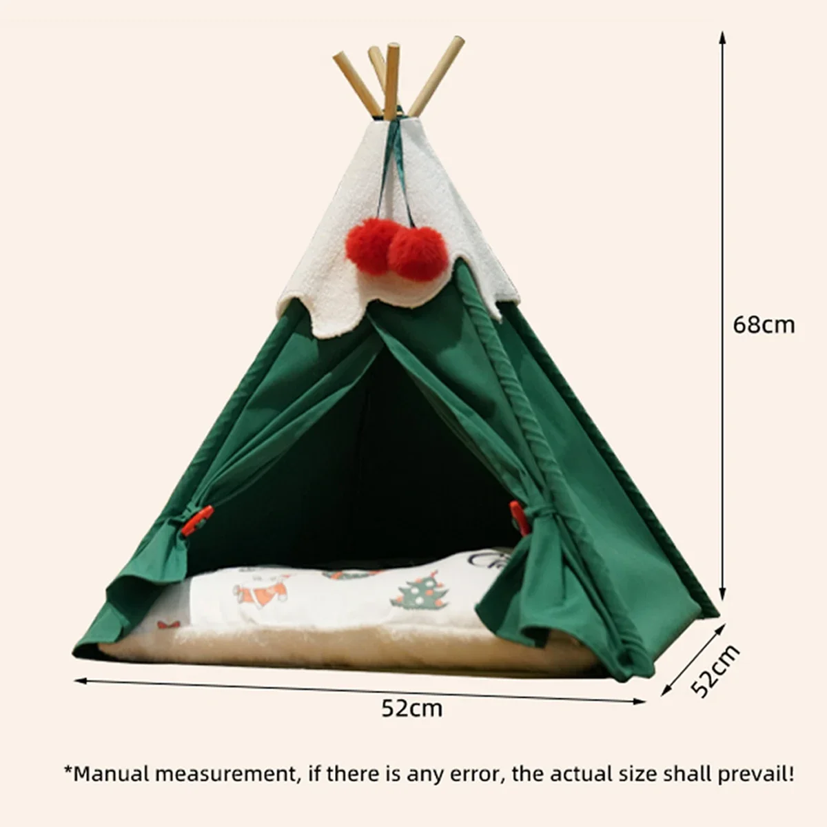 Foldable Semi-enclosed Tent Pet Bed for Cats Xmas Sonwman Shaped Waterproofing Breathable Camping Teepee Puppy Nest Cat Supplies