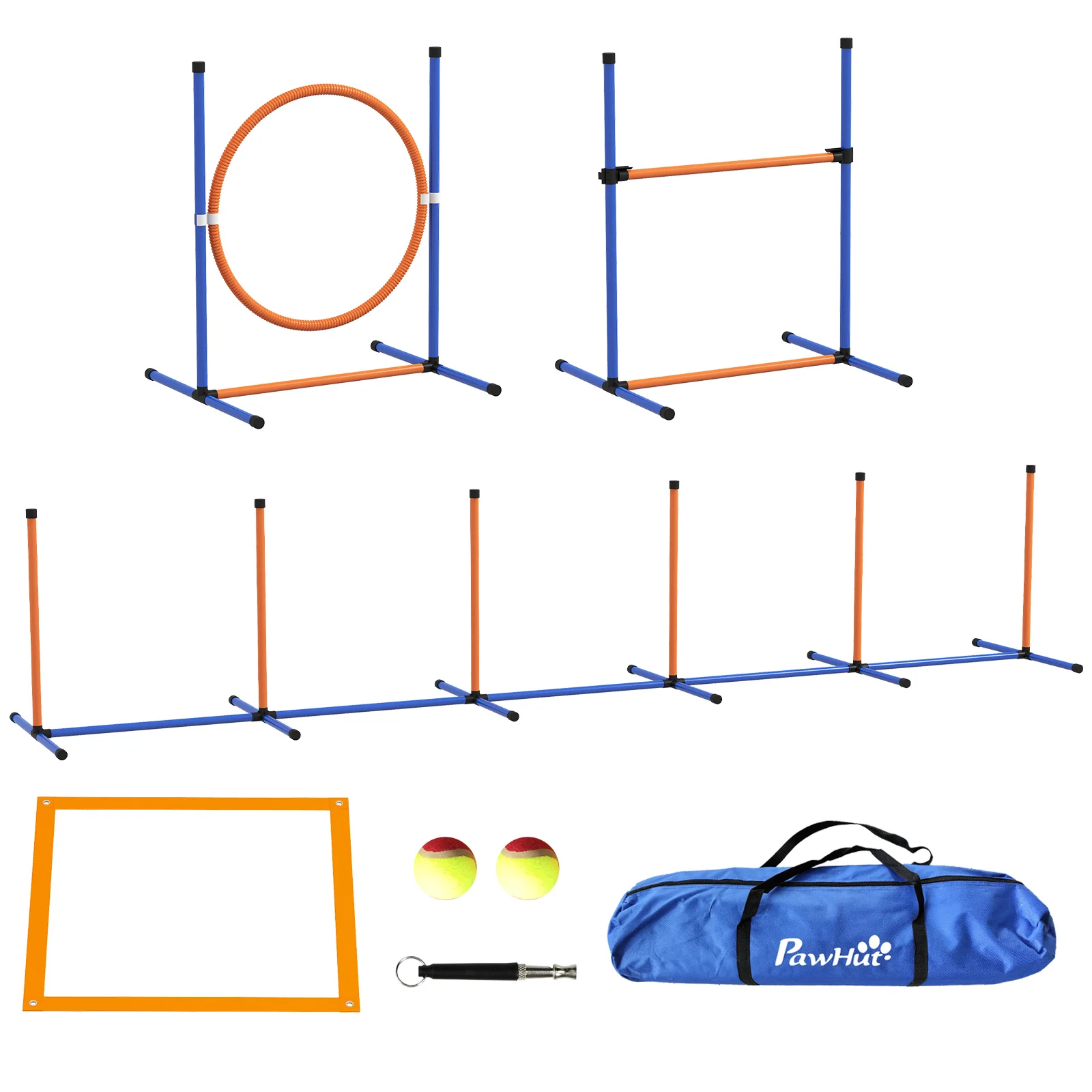 PawHut 4 piece Orange and Blue Dog agility training Set