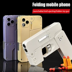 Folding Mobile Phone Soft Bullet Launcher Shell Throwing Child Simulation Toy Gun Model