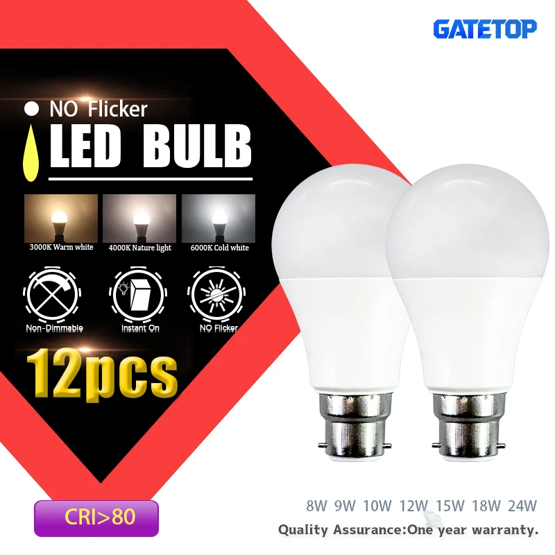 12PCS B22 24W 18W 2…