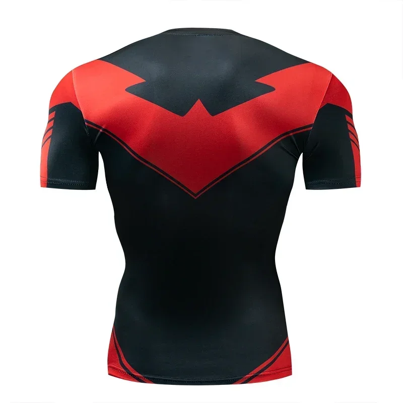 2024 Red Nightwing Short Sleeve Compression Shirts Thanos 3D Printed T Shirts Men Summer NEW Crossfit Top For Male Fitness Cloth