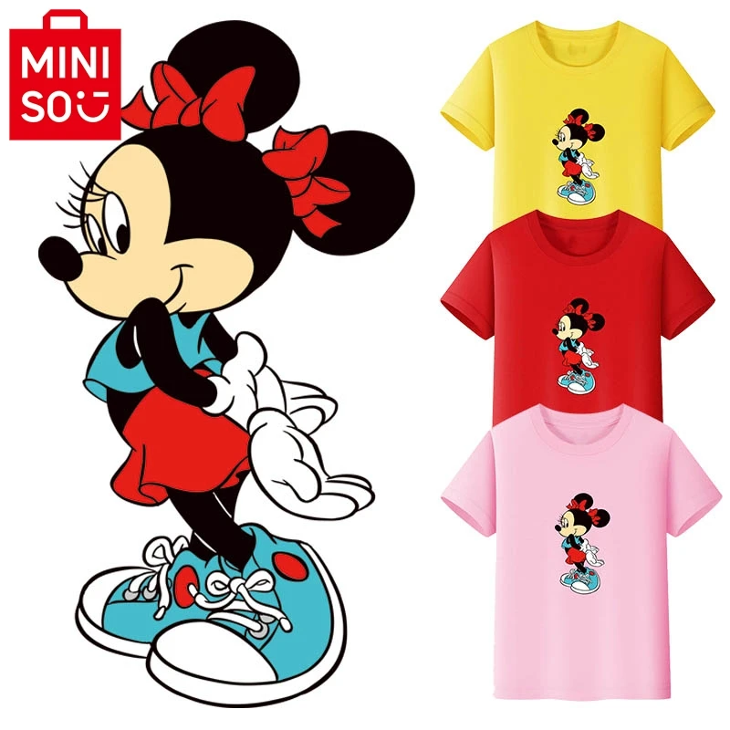 مينيسو 2025 ديزني ميني ميكي ماوس القطن تي شيرت للفتيات الاطفال ملابس الصيف 1 إلى 2 3 4 5 6 7 8 9 10 11 12 13 14 سنة
