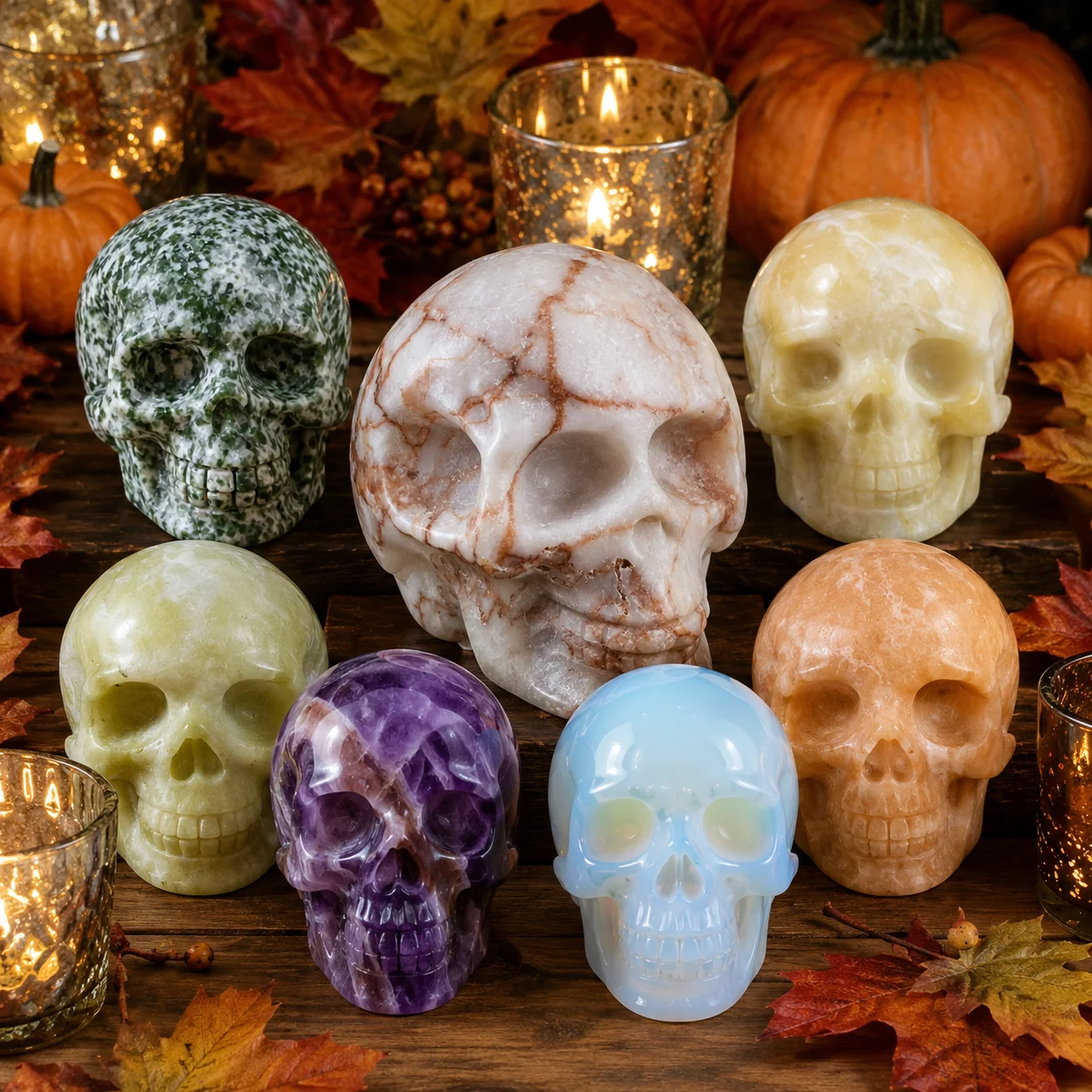 5/8pcs 5cm Natural Crystal Skull Figurine Hand Carved Gemstone Amethyst Skull Statue Halloween Gift Home Desk Decor Ornament