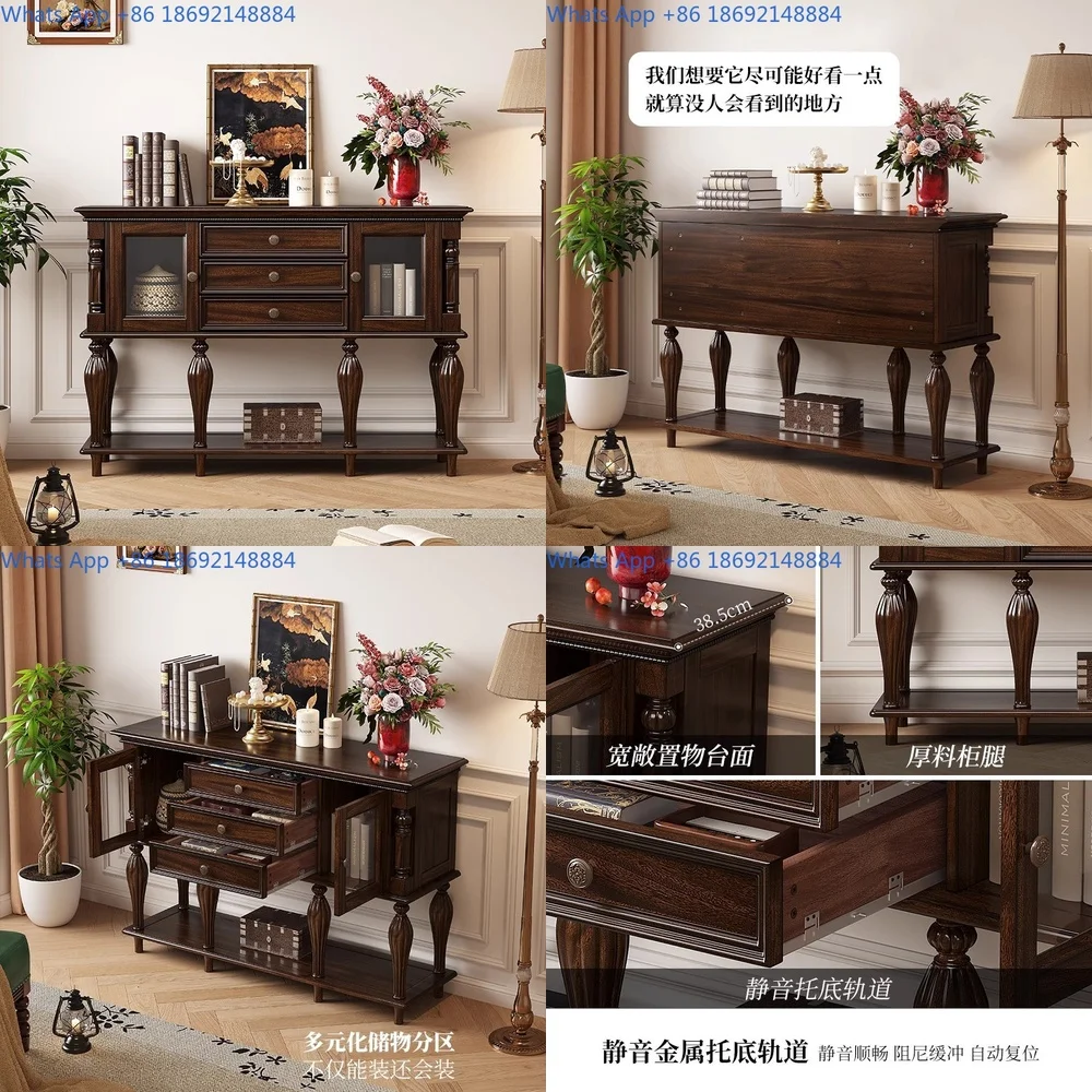 

Solid Wood Entryway Cabinet Rustic Style Storage Bench for Hallway Home Use Walnut Finish