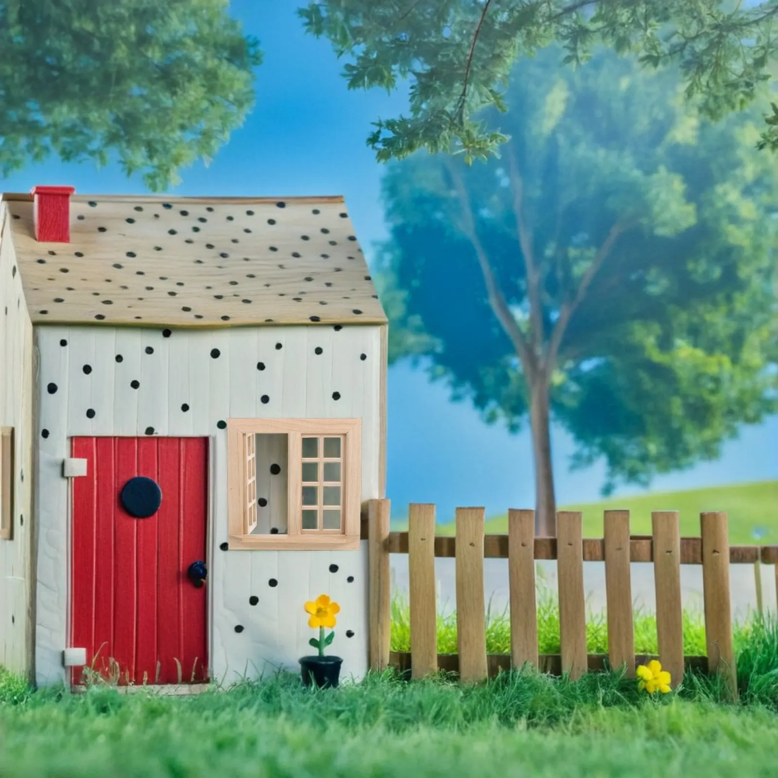 

Mini House Adornment Uncolored Wooden Mini Window Blank Miniature Window Decoration Miniature Garden Home Dolly House Adornment
