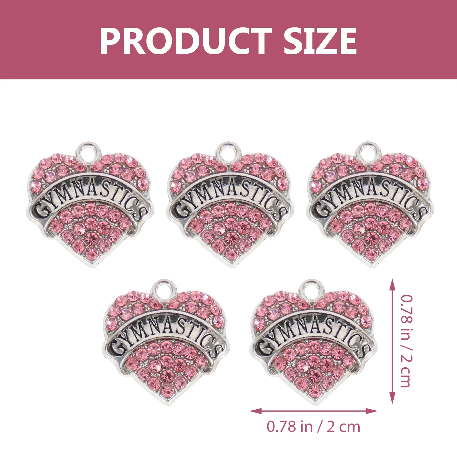 

5pcs Gymnastic Sports Jewelry Accessories Shiny Heart Charms For Diy Bracelet Necklace Making Girls Gift Pendant Decor
