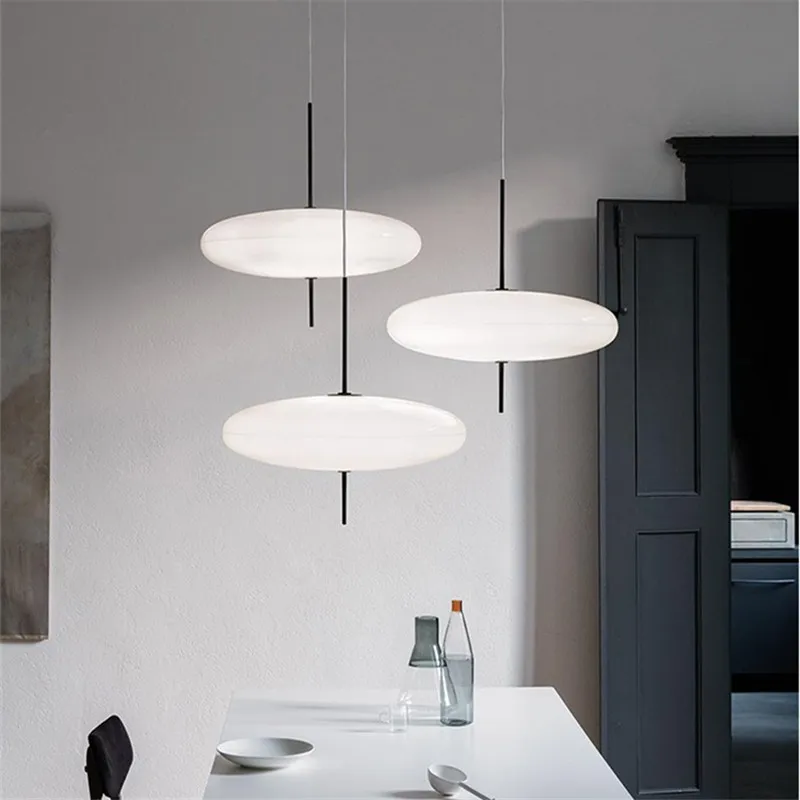 

Danish Model pendant light led glass flying saucer lamp Restaurant Living Room Bedroom Black And White office decoration light