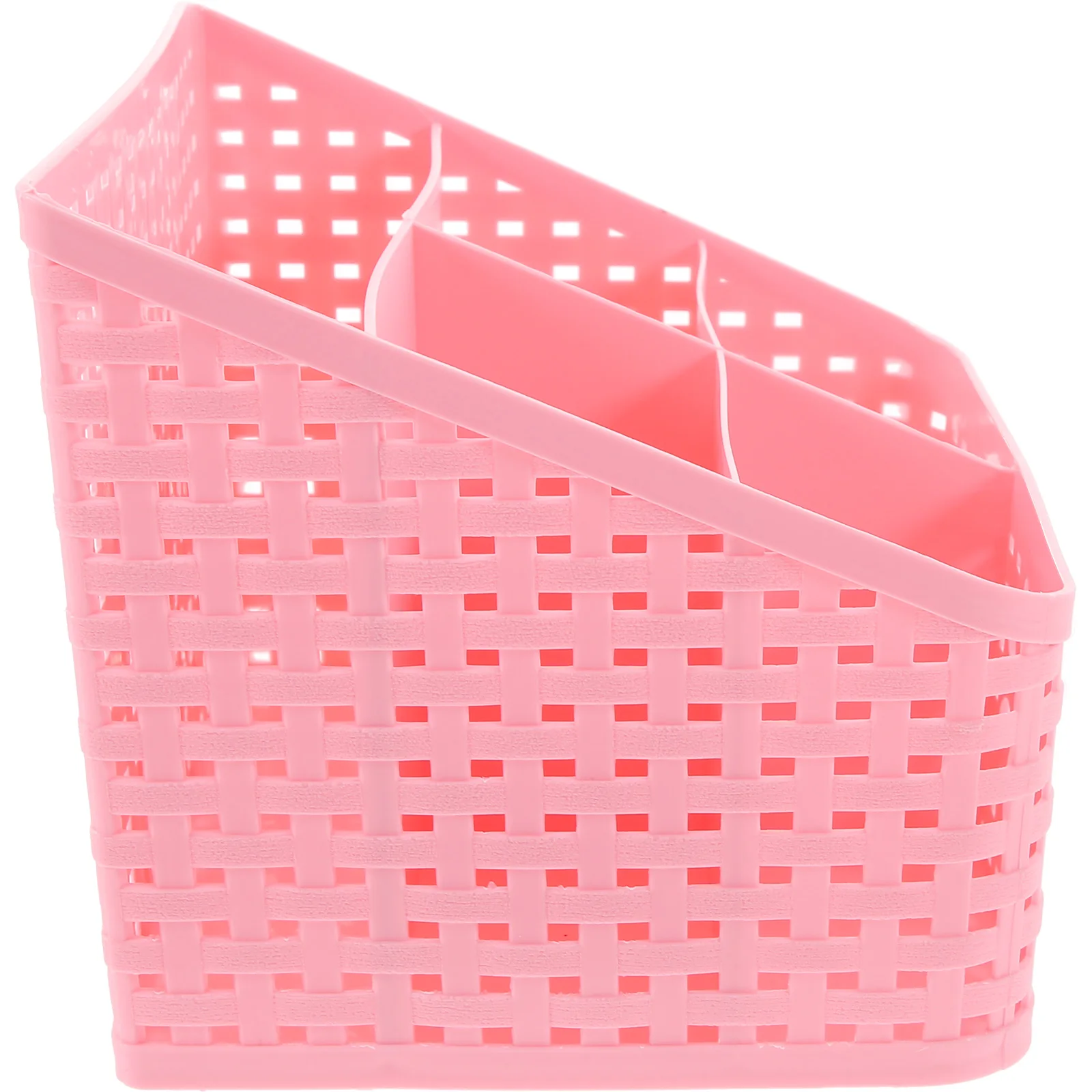 

Plastic Storage Box 5 Compartments Pink Desktop Organizer Hollow Basket Stackable Container Decorative Remote Control
