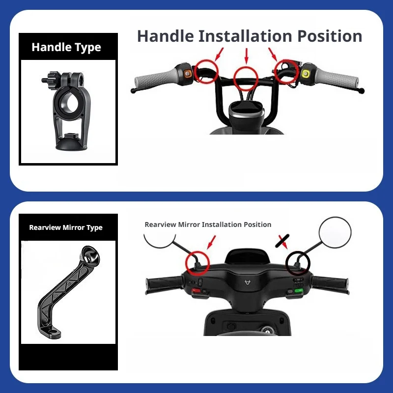SEAMETAL Motorcycle Handlebar Phone Holder Universal Rearview Mirror Cellphone Stand for GPS Navigation Motorcycle Phone Support