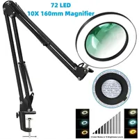 3 Colors LED Magnifying Glass  72LED 8X/10X NEW Illuminated Magnifier USB for Soldering Iron Repair/Table Lamp/Skincare Beauty