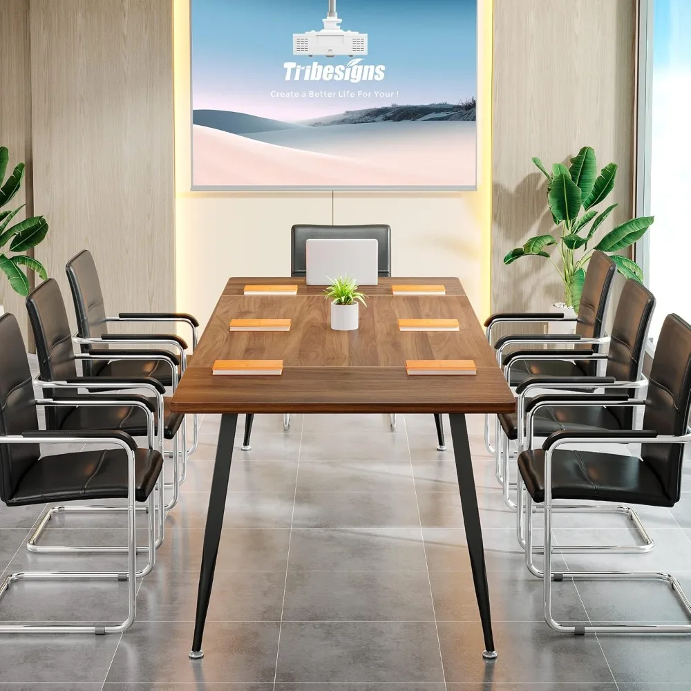 طاولة مؤتمرات مستطيلة صناعية حديثة، بطول 6 أقدام، أرجل معدنية، مناسبة لغرف الاجتماعات وغرف اللوحات #5